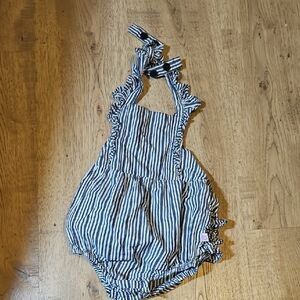 Ruffle Butts Navy and White Striped Kids Top